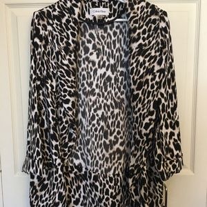 CALVIN KLEIN | Leopard Print Open Drape Jacket | S